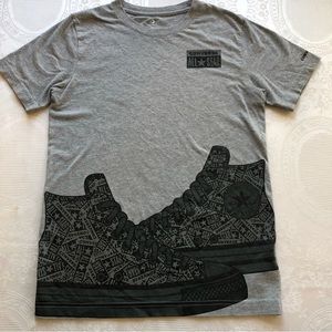 Converse Gray T-Shirt Logo Graphics Boys Size L Short Sleeves Casual-Fit Top